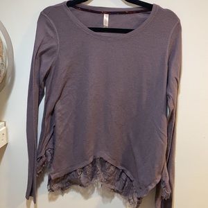 Knit lace hem top